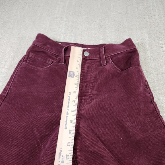 Levis Premium Corduroy Pants Women 25 Ribcage Straight Ankle Wide Leg Cotton - Picture 4 of 12
